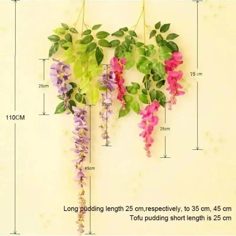 1 Pcs Artificial Wreath Flower Leaves Festive Party Supplies Vase Accessories Wisteria Rattan Christmas Decoration Home Decor