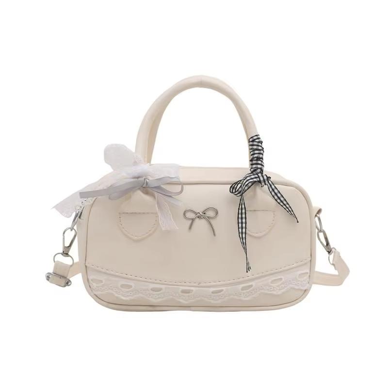 Simple Elegant Handbag Bost Shoulder Bag Lace Ribb Bow Decor Crossbody Bag Small Square Bag Casual Women Bags