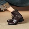 33-43 Plus Boots Round Head Coarse Heel Short Boots Women's Autumn and Winter British Lace-Up Martin Boots Medium Heel Women's Boots