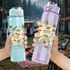 1PC Australia Vintage Map Texture 750ml Color Plastic Sports Water Bottle Leakproof Flip Straw Lid For Sports Office Home Use