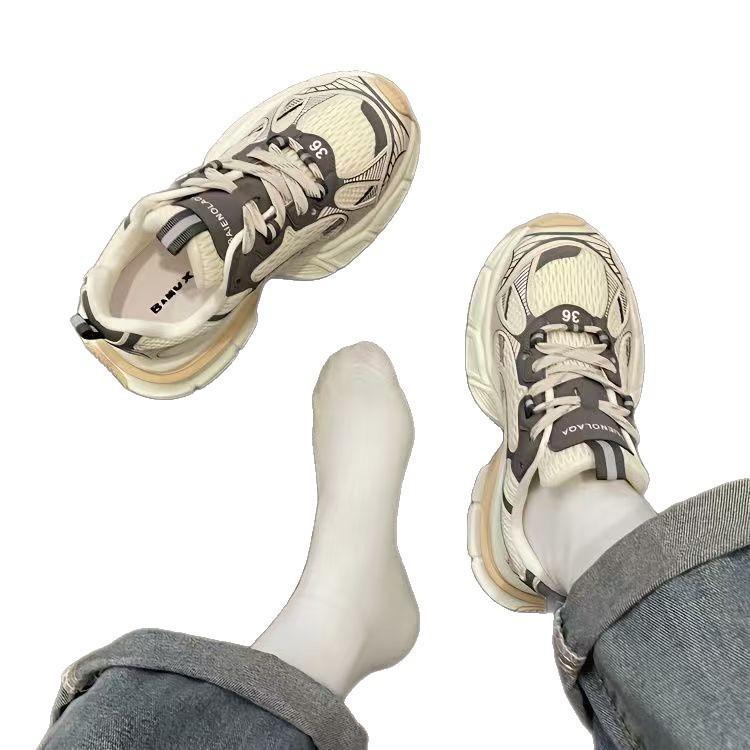 Internet celebrity platform shoes women 2025 spring summer ins fashion versatile dad shoes tide casual mesh breathable sneakers