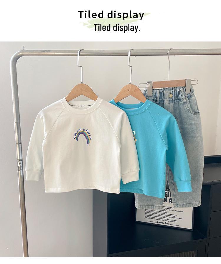 Nausicaa 2025 Spring Rainbow Letter T-shirt for Kids – All-match Loose Top for Boys & Girls