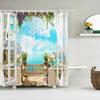 3D Waterproof Fabric Shower Curtains European Style Arched Flower Printed Bath Curtain Large 240X180 With Hooks Bathroom Screen