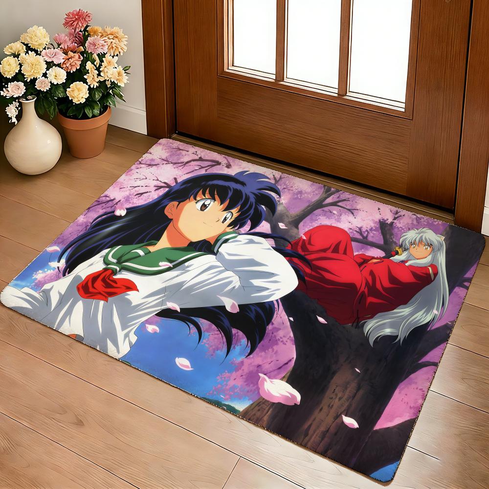 Animel-Inuyasha Floor Mat Cozy Flannel Soft Thick Non-Slip Mat For Living Room Bedroom Kitchen Decor Rugs