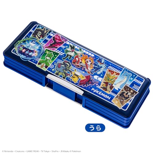 Showa Note Pokémon Holographic Pencil Case, Double-Sided Opening, Navy Blue, Sparkly Design, 487729003