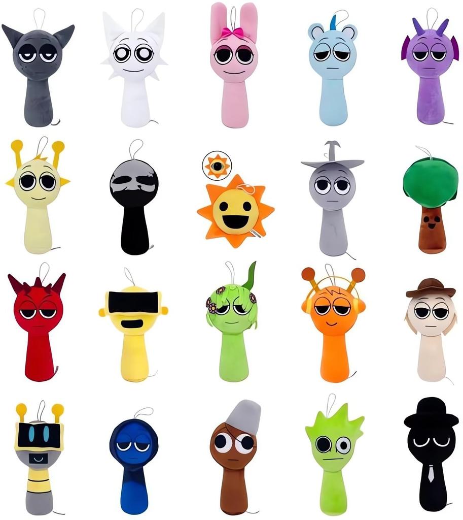 Splunky Plush Doll, Toy, Character, Singing Monster, Horror Game (Orange & Yellow) (Red) [Used]