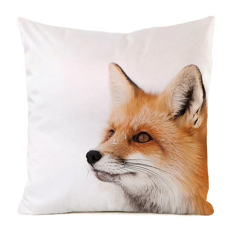 Norwegian Feng Shui Cartoon Fox Digital Printing Short Plush Pillow Covers For Car Sofa Office Cushion Cover Home Goods