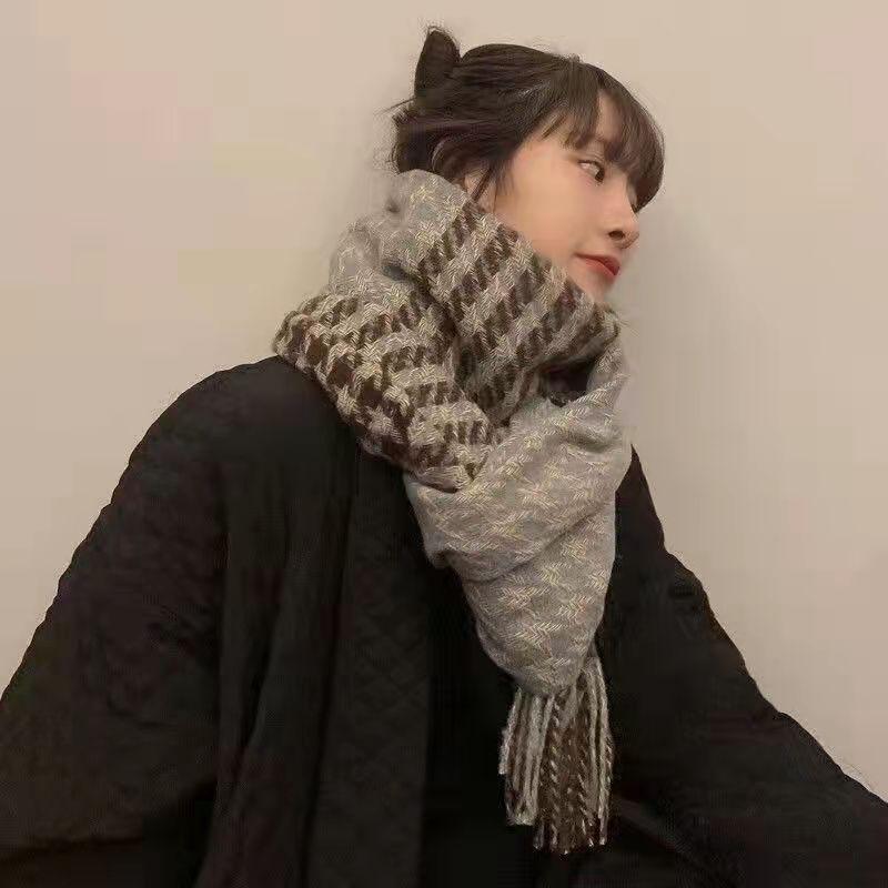 

Шарф Thousand Bird Check Ins для женщин на осень и зиму, новый универсальный студенческий платок, теплый шейный платок для мужчин ONE SIZE