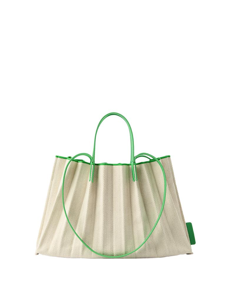 Joseph&Stacey Lucky Pleats Canvas Leaf Shopper L Permanent Green