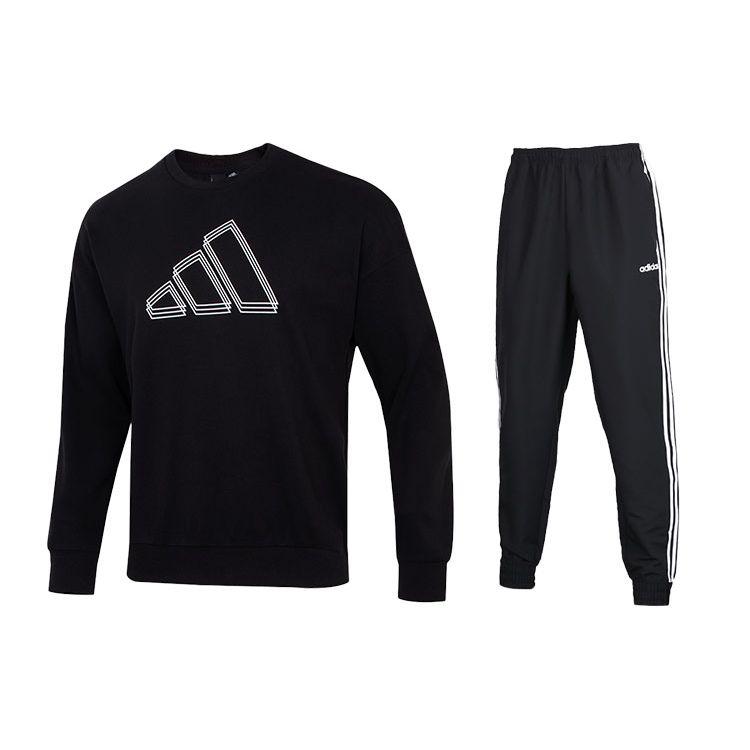 

Adidas St Logo Sweat Solid Color Overlaying Logo Print Crewneck Pullover Hoody And Mantard Sports Shorts Set H39359+DZ8488 L