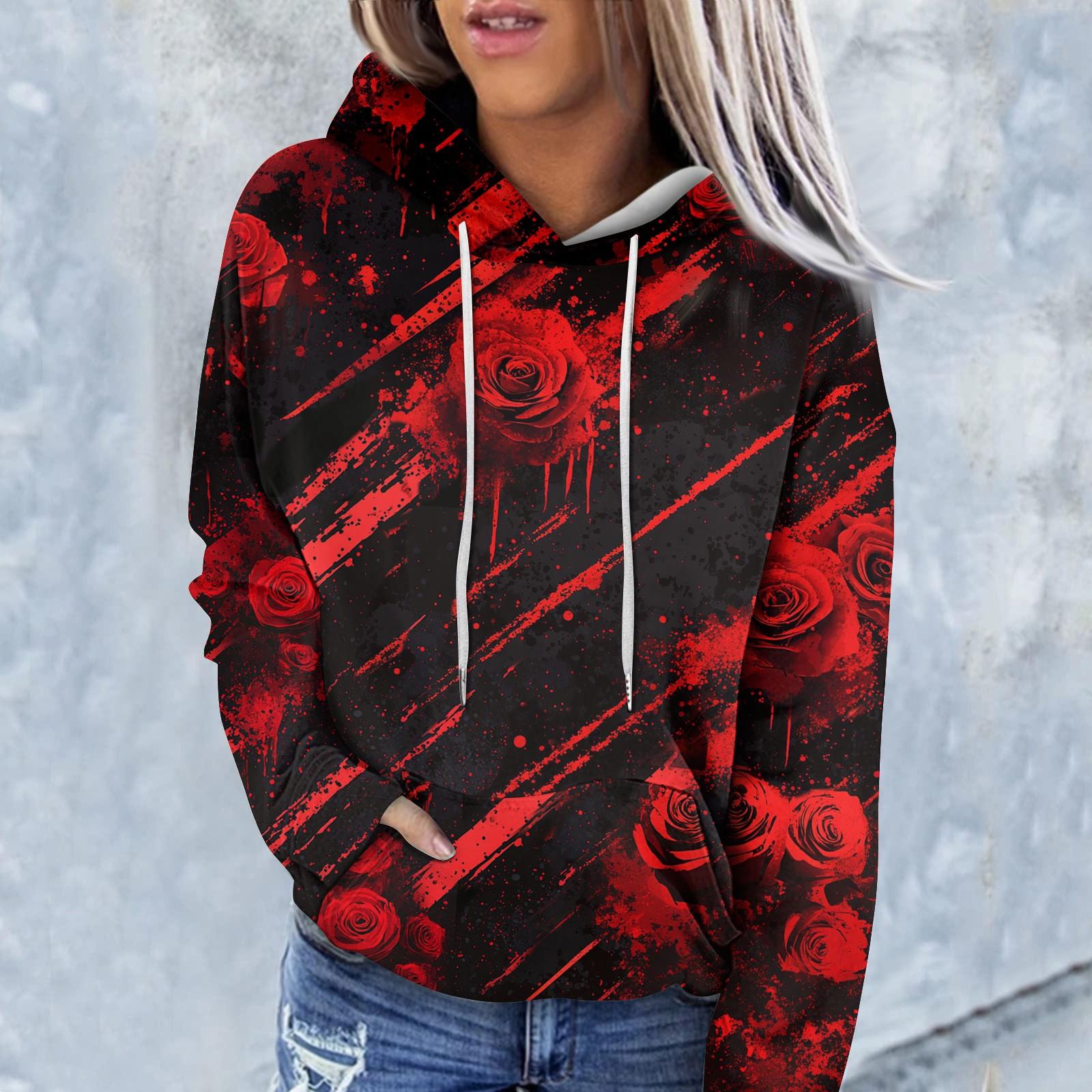 

Жіночі толстовки Світшоти Одяг Для дівчаток-підлітків Повсякденний светр Пуловер з кишенями Хелловін XXL