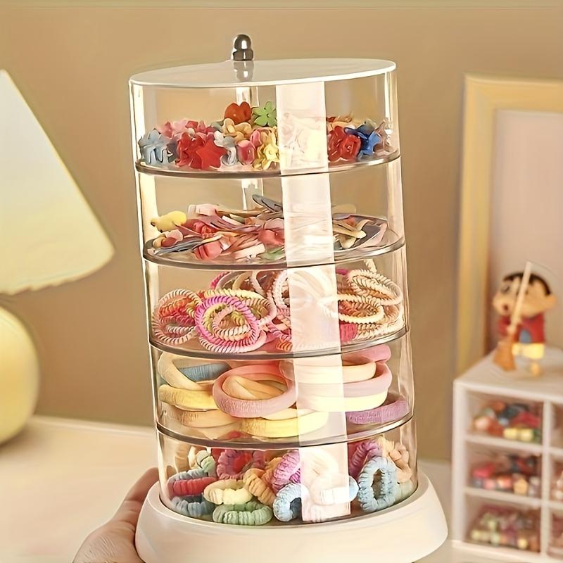 1pc Multi-layer 360 ° Rotating Jewelry and Makeup Organizer, Jewelry Storage Box, Transparent Dressing Table Headband, Hair Accessories Storage Box