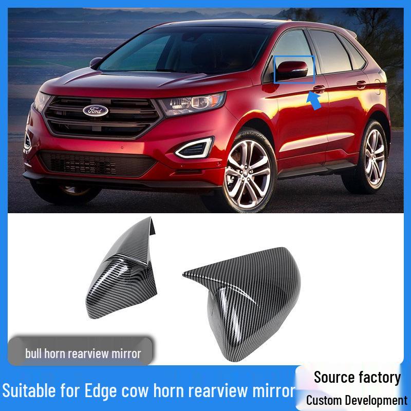 Ford Edge Rearview Mirror Cover for Modification (2015-2021) - Bull Horn Shell Glossy Black