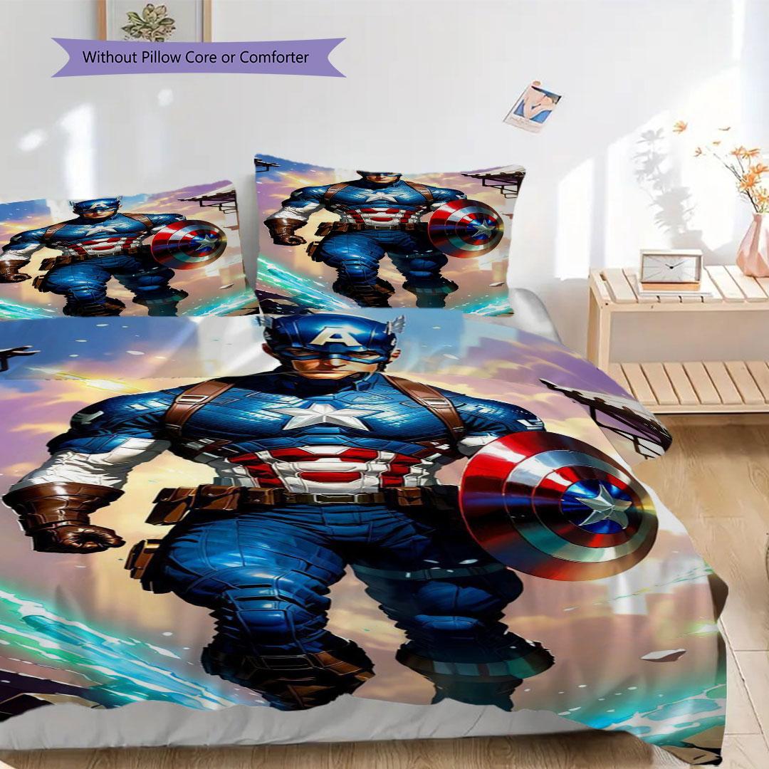 

New Design Avengers Captain America Bedding Set 3Pcs Duvet Cover & Pillowcases Home Textile No Sheet No Comforter Core 135x200cm