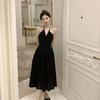 Summer wind dress chic 2026 new vacation Hepburn skirt suspender wind French halter black women's clothing
