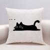 Minimalist Black Cat Silhouette Throw Pillow Cover - Artistic Animal Home Decor