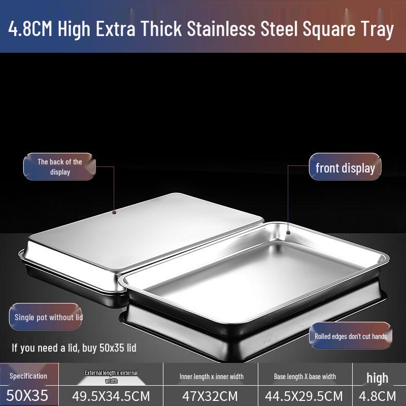 Extra Large Rectangular Stainless Steel Food Pan