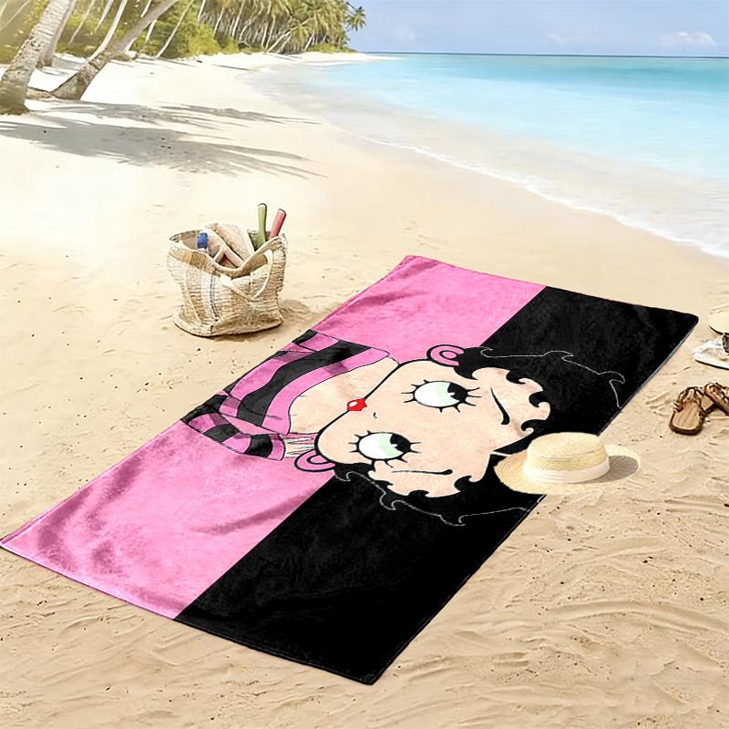 Betty Boop Print Beach Towel, Large Soft Quick Dry Towel for Beach Camping Swimming