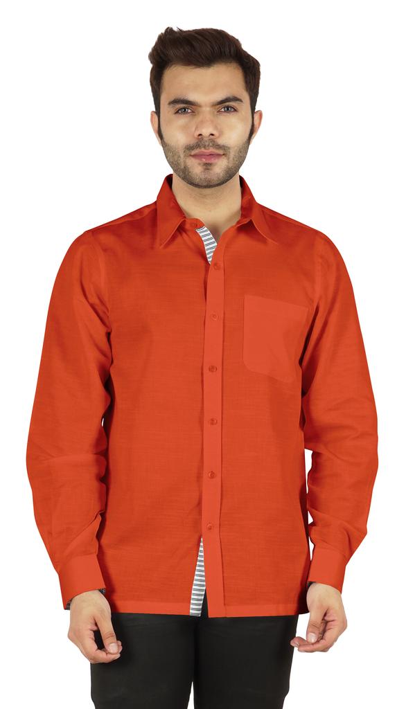 BestMan Formal Classic Button Down Cotton Shirts Inner Contrast Regular Fit Office Shirt For