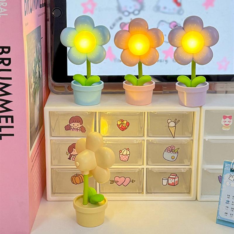 Mini LED Blume Nachtlicht Niedliche Kleine Tischlampe Schreibtischornament Nachttisch Schlafzimmer Ambientelichter Kinderspielzeug Kinder Feiertagsgeschenk