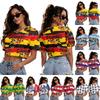 T-shirt Court pour Femme Col en V Manches Courtes Décontracté Été avec Impression Graphique Design Autriche 2026 Tissu Léger Doux