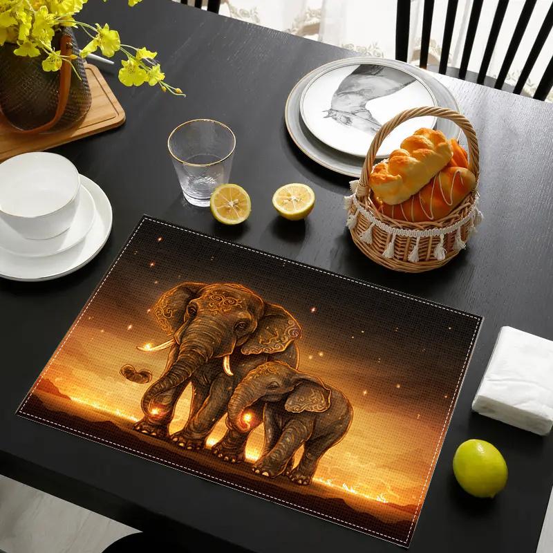 

4pc Creative And Personalized Christmas-Themed Printed Linen Placemats Will Enhance The Beauty of Your Dining Room And Kitchen 30x45cm-4PC