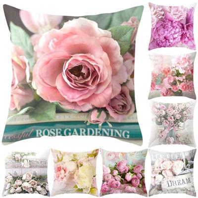 Country Rose Square Throw Pillow Protector Case Cushion Cover Bedding Articles