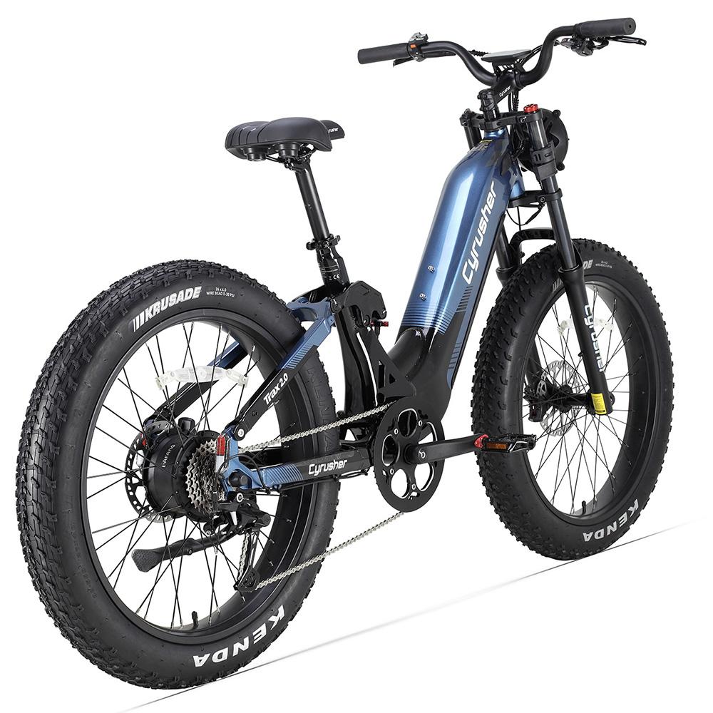 Cyrusher Trax Elektrofahrrad 750W Motor Fully Suspended E-Bike 52V 20AH 26" Fat Tire E-Bike für Erwachsene Hydraulische Scheibenbremse Max. Belastung 150 kg