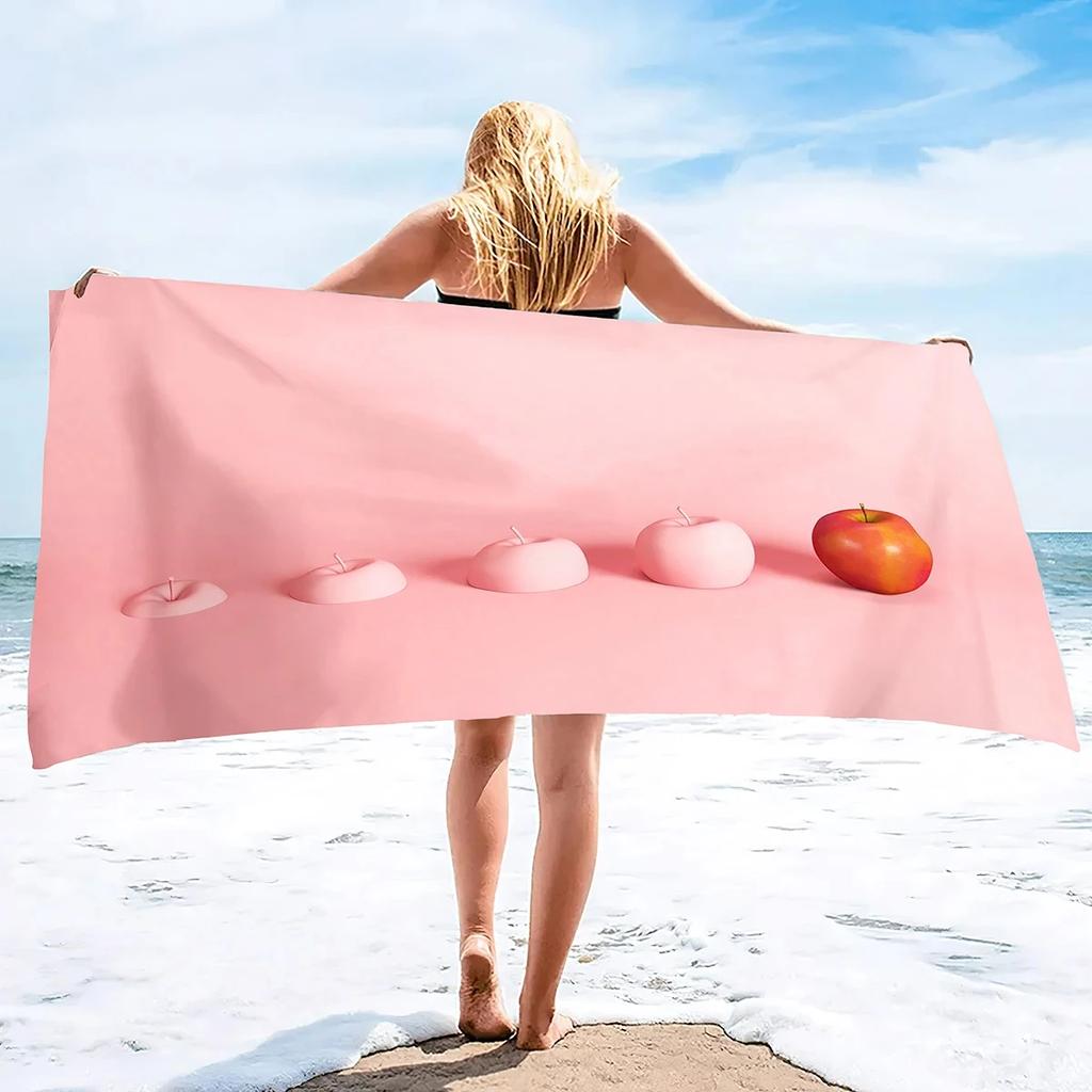 Cute Apple Beach Towel Microfiber Cartoon Fruit Bath Towel Quick Dry Sand Free Towels For Swimming Pool Beach Yoga Travel Sport