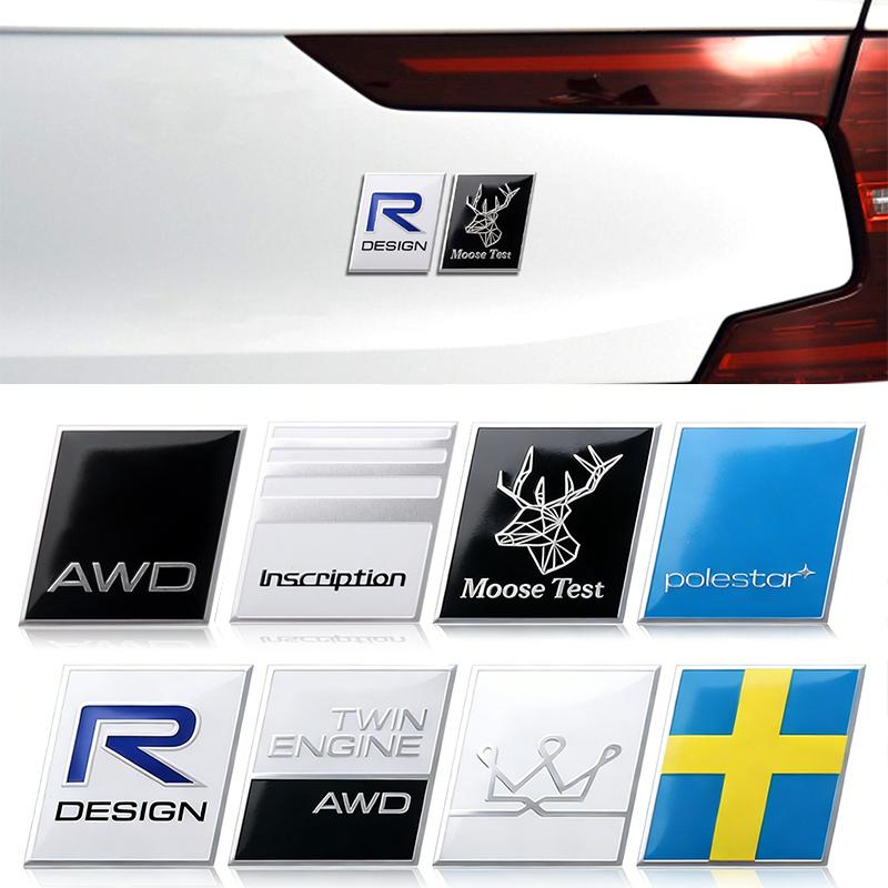 1pcs Car Accessories 3D Aluminum Logo Indoor Decoration Fender Trunk Stickers For Volvo Rdesign T6 AWD C30 C70 S40 S60 S70 S80