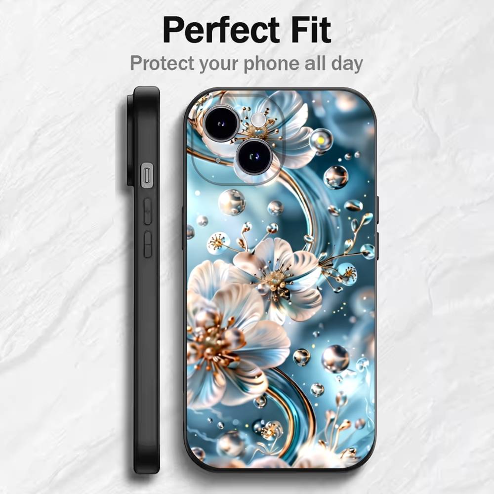 2016 Luxury Flower B Phone Case For 17 16 15 14 13 12 11 Mini XS XR X 6S 6 Pro Max Plus Black Soft Cover