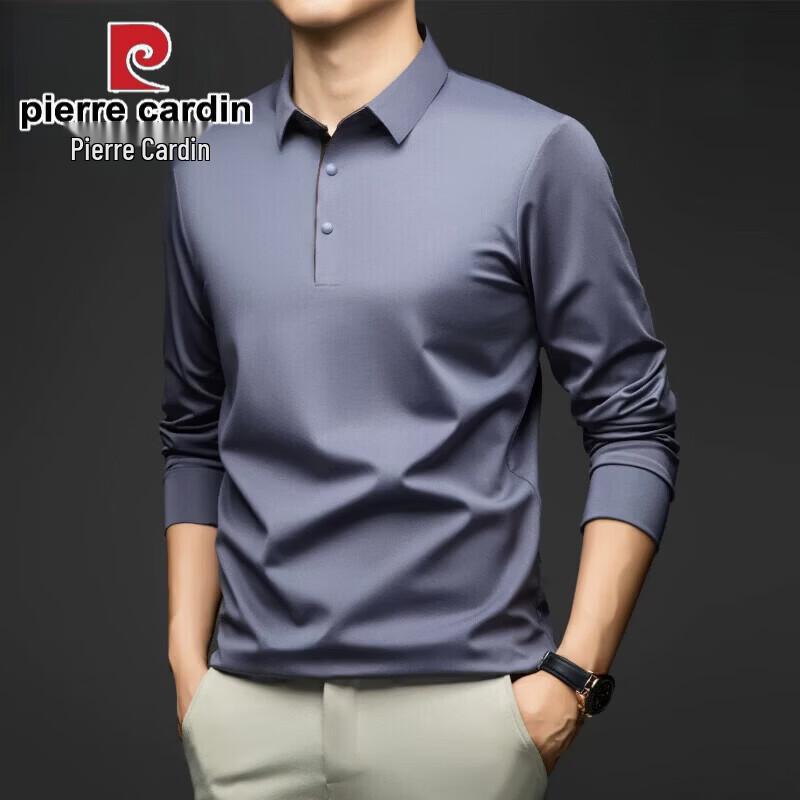 Pierre Cardin Men's Seamless Long Sleeve Lapel Polo Shirt