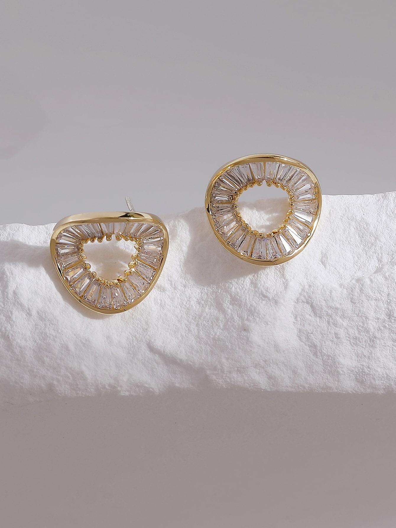 Европейские и американские модные женские простые серьги-неправильные круги, персонализированный милый темперамент, универсальные серьги золотистый