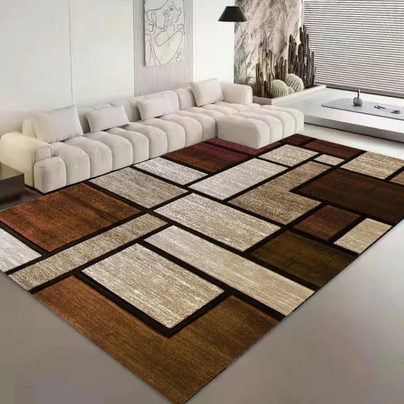 Modern Stripe Pattern Decorative Rug for Living Room Big Size Home Bedroom Decor Carpet Easy Cleaning Lounge Sofa Side Floor Mat