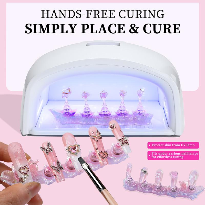 1 Set Lotus Laser Aurora Ice Clear Magnetic Nail Tip Display Stand For Manicure Press-On Nail Training Acrylic Showing Shelves