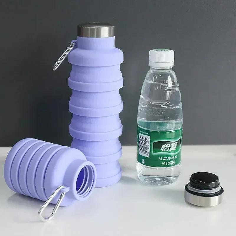 Collapsible Water Bottle, Reuseable BPA Free Silicone Foldable Bottles Portable Hiking Cup For Outdoor Mountaineering Tours