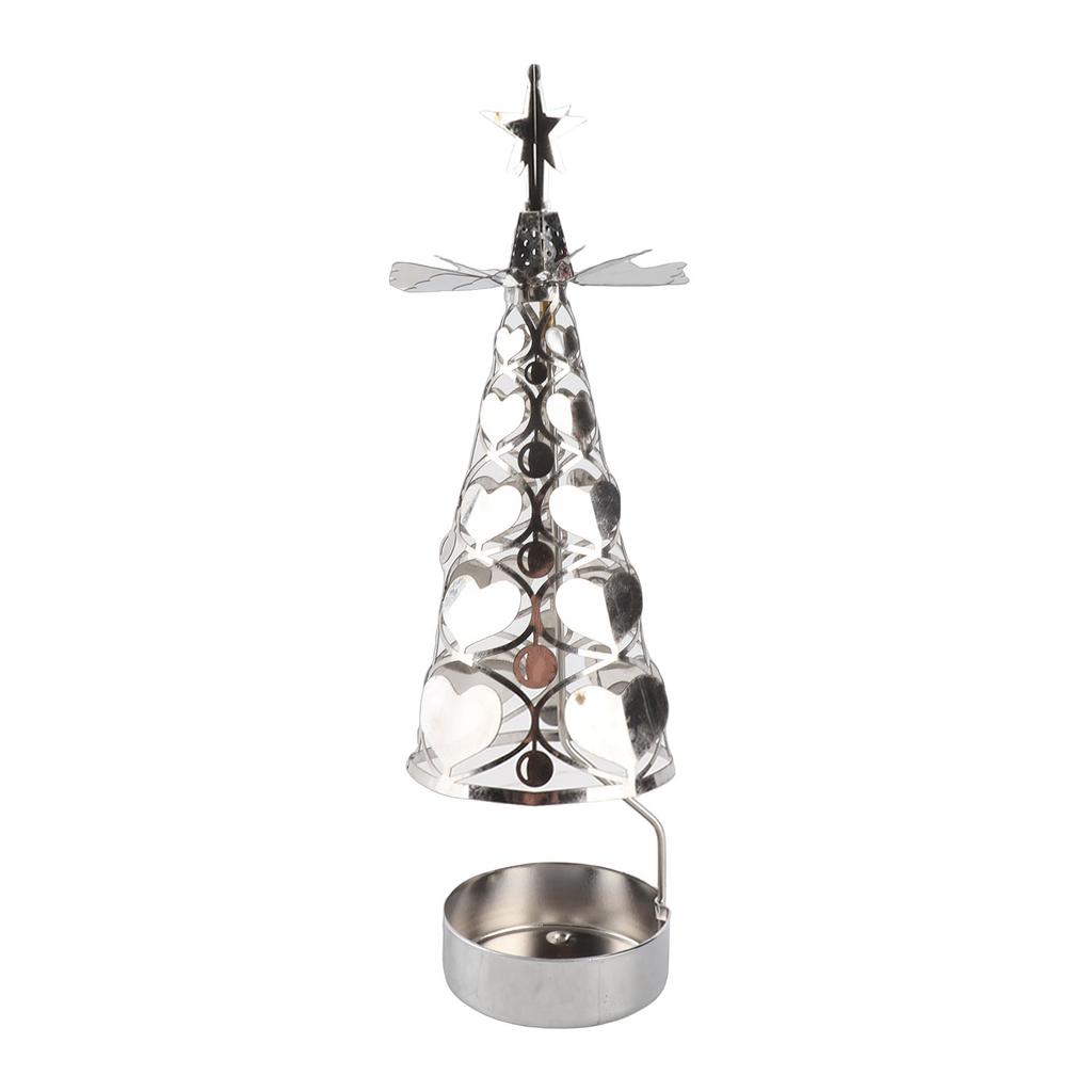 Candle Holder Tree Shaped Revolving Candle Holder for Home Decoration Dinner Ambiance Festival Decor Silver