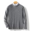 Men's 2024 Autumn/Winter Loose Diamond Cable Knit Thickened 100% Wool Round Neck Sweater