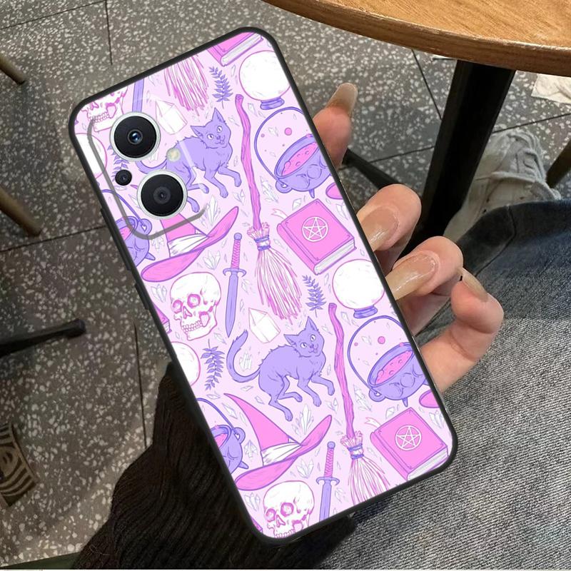 Witch Black Cat For OPPO Reno 10 11 12 13 14 Pro 7 8 Lite 8T 11F 12F 13F 14F OPPO Find X8 X9 X5 X6 Pro Case