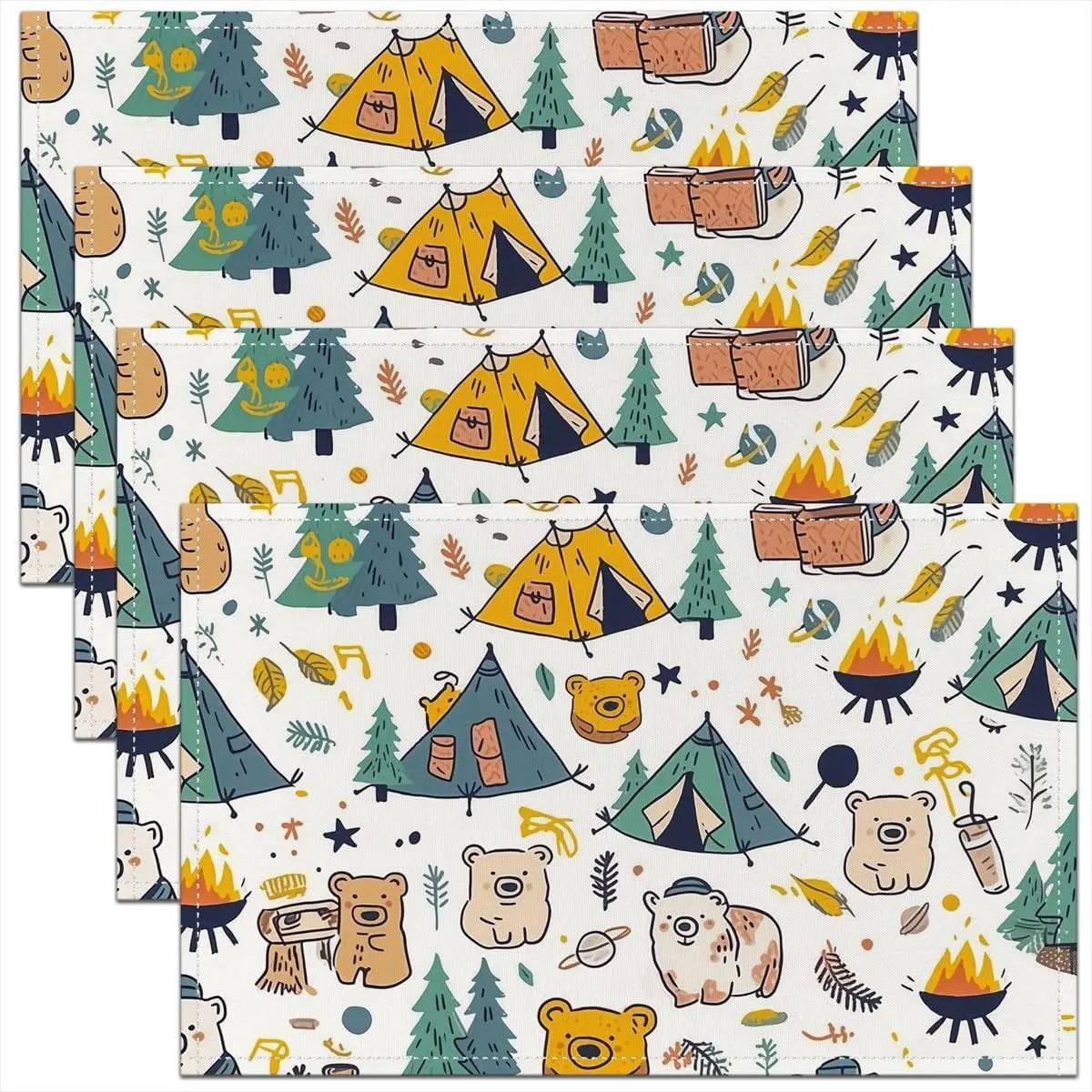 4 шт. Милые грибные салфетки на стол для детей, дикие грибы, салфетки для стола для мальчиков, девочек, подростков, Кавайи, грибные салфетки 30x45cm-4PC