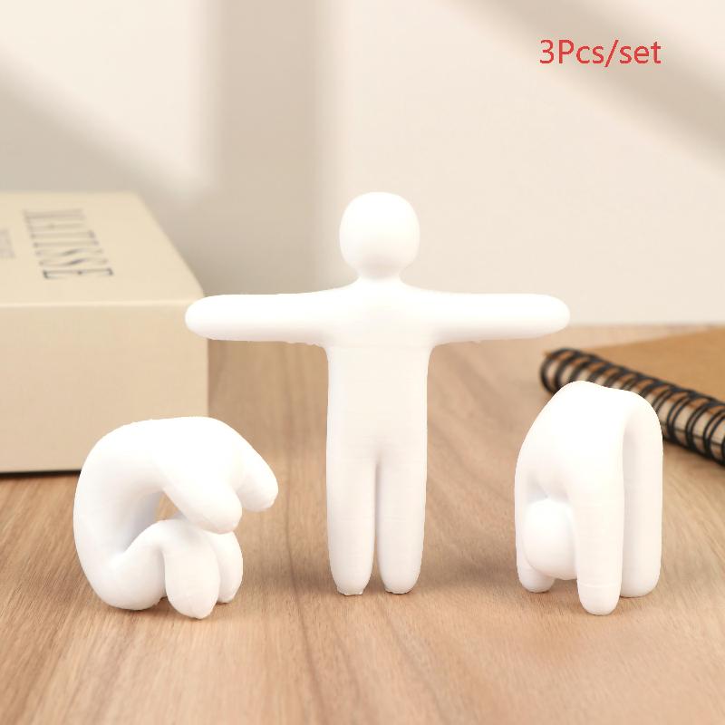 3/8Pcs 3D Printed Human Figurine Ornament Diy Paintable Mini Human Figure Statue Model For Desk Decorative Display Toys