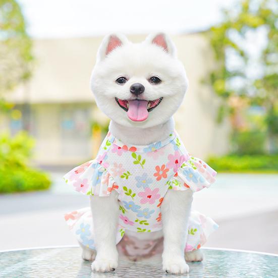 Cherry/Flower Printed Dog Dress Summer Pet Princess Skirt for Small Medium Girl