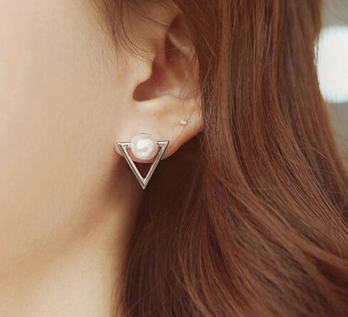 Hot Hearts Peach Heart Love Pearl Simple Personality Fashion Glide Earrings Zircon Stud Earrings For Women Brincos 2018 Cute