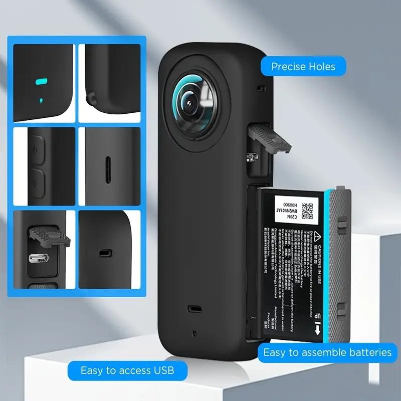 Silicone Case For Insta360 X3 Camera, Scratch Proof Protector Guards Lens Cover Cap For Insta360 X3 Action Camera Accessories