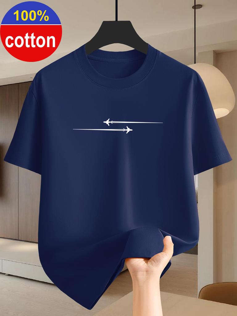 2026 Summer Bestselling Street Casual Fashion Comfortable Breathable Simple Arrow Pattern Printed Unisexs Pure Cotton Tshirt