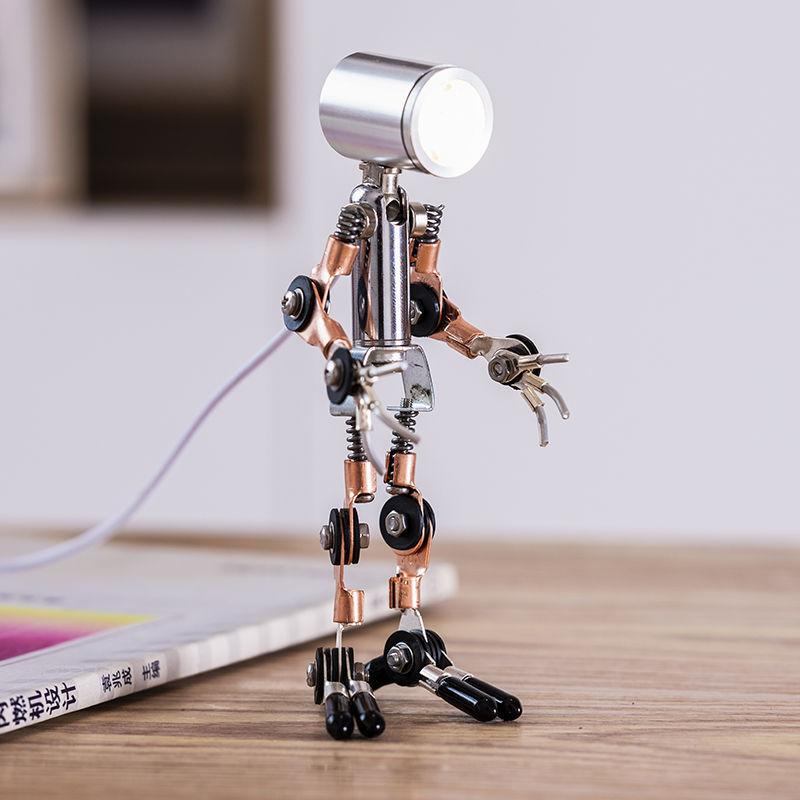 

DIY Retro Handmade Creative Mechanical Desktop Robot Ornament Small Night Lights Home Bedroom Tabletop Decoration Ornament