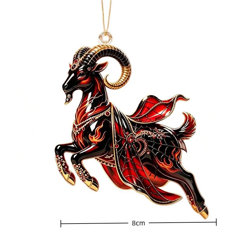 Acrylic Christmas Sheep Ornament Flat Cute Lamb Hanging Pendant for Xmas Tree Seasonal Home Decoration 1PC