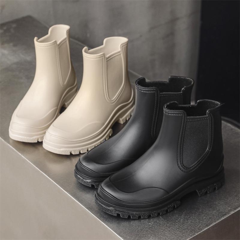 Japońskie Damskie Modne Wodoodporne Gumowe Kalosze na Deszcz - Antypoślizgowe Krótkie