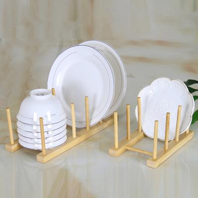 Kitchen Storage Rack Bamboo Anti-skid Plate Pot Lid Dish Bowl Drying Holder Organization Cutting Board Drainage Stand