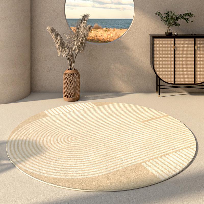 Round Faux Cashmere Wabi-Sabi Rug for Living Room, Bedroom, or Office